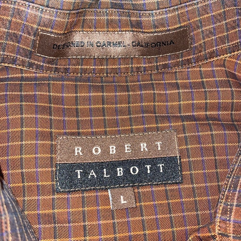 Robert Talbott Burnt Orange Plaid Button Down Shi… - image 3